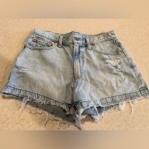 Denim Frayed Hem Women Shorts